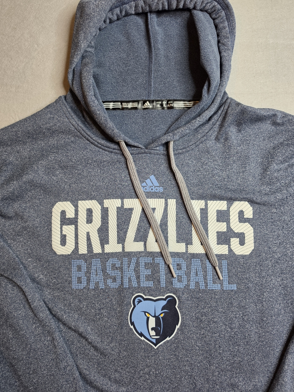 Adidas Memphis Grizzlies Basketball Hoodie - Heathered Blue XL
